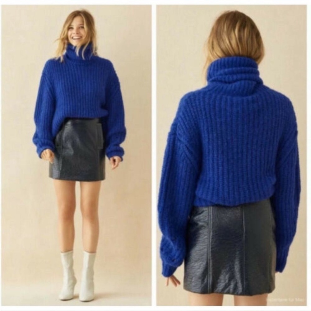 Ba&sh Vera crinkle patent mini skirt NWOT
